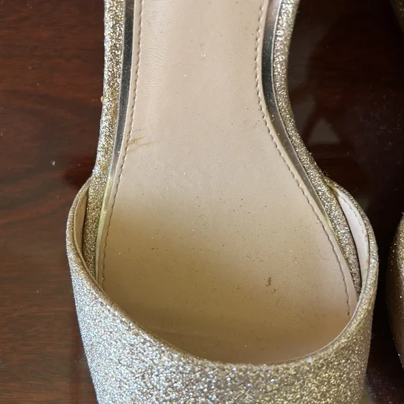 Badgley Mischka gold glitter wedges, size 7.5, EUC - Picture 3 of 9